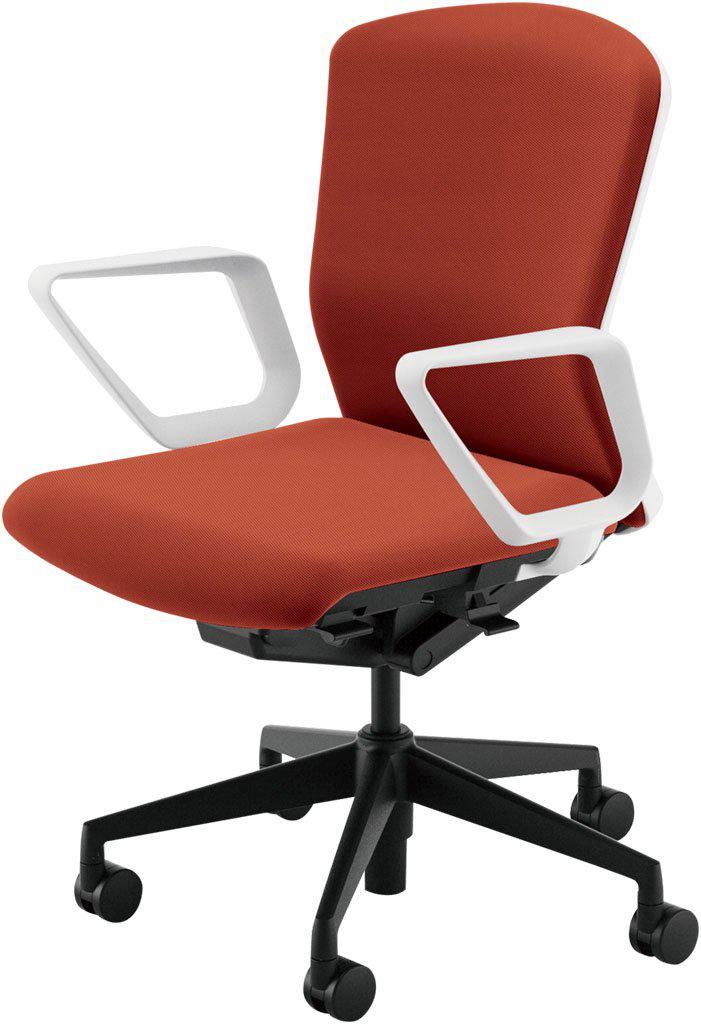 ウチダ オフィスチェア ELA2-330C-WSB 【ホワイトフレーム/クロスバック/ミドルバック/ブラック脚/リング肘】【張地カラー：12色】