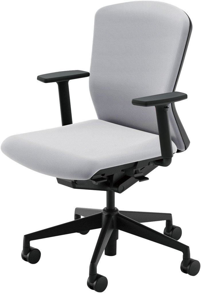 ウチダ オフィスチェア ELA2-320C-BS 【ブラックフレーム/クロスバック/ミドルバック/ブラック脚/アジャスタブル肘】【張地カラー：12色】