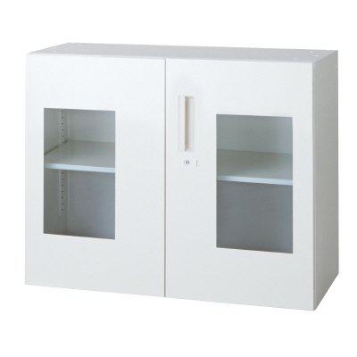 樂天商城 - プラス ガラス両開き保管庫 L6-A70AG-C 【上置】【ガラス色：透明】【幅900×奥行400×高さ720mm】【カラー：ホワイト】