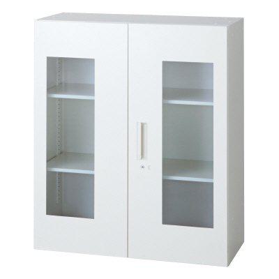 樂天商城 - プラス ガラス両開き保管庫 L6-A105AG-C 【上置】【ガラス色：透明】【幅900×奥行400×高さ1050mm】【カラー：ホワイト】