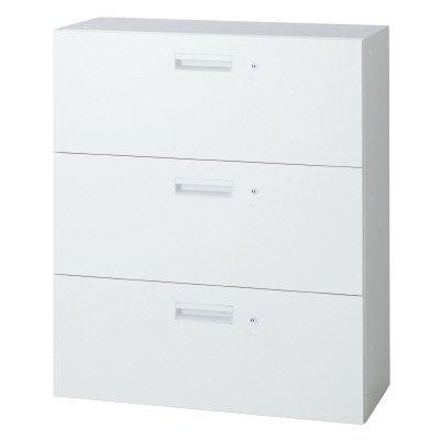 プラス ラテラルキャビネット（各段施錠）L6-A105HK-3 【下置】【3段】【幅900×奥行400×高さ1050mm】【カラー：ホワイト】