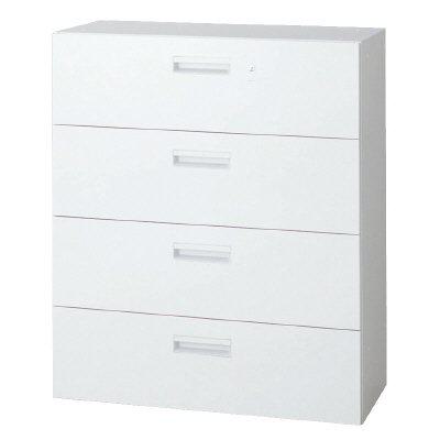 樂天商城 - プラス ラテラルキャビネット L6-A105H-4 【下置】【4段】【幅900×奥行400×高さ1050mm】【カラー：ホワイト】