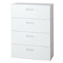 プラス ラテラルキャビネット L6-A120H-4 【下置】【4段】【幅900×奥行400×高さ1210mm】【カラー:ホワイト】(3)