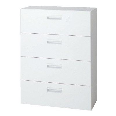 樂天商城 - プラス ラテラルキャビネット L6-E105H-4 【下置】【4段】【幅800×奥行450×高さ1050mm】【カラー：ホワイト】