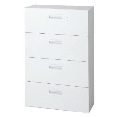 プラス ラテラルキャビネット L6-E120H-4 【下置】【4段】【幅800×奥行450×高さ1210mm】【カラー：ホワイト】