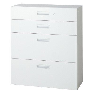 樂天商城 - プラス ラテラルキャビネット（コンビ）L6-A105H-22 【下置】【4段】【幅900×奥行400×高さ1050mm】【カラー：ホワイト】