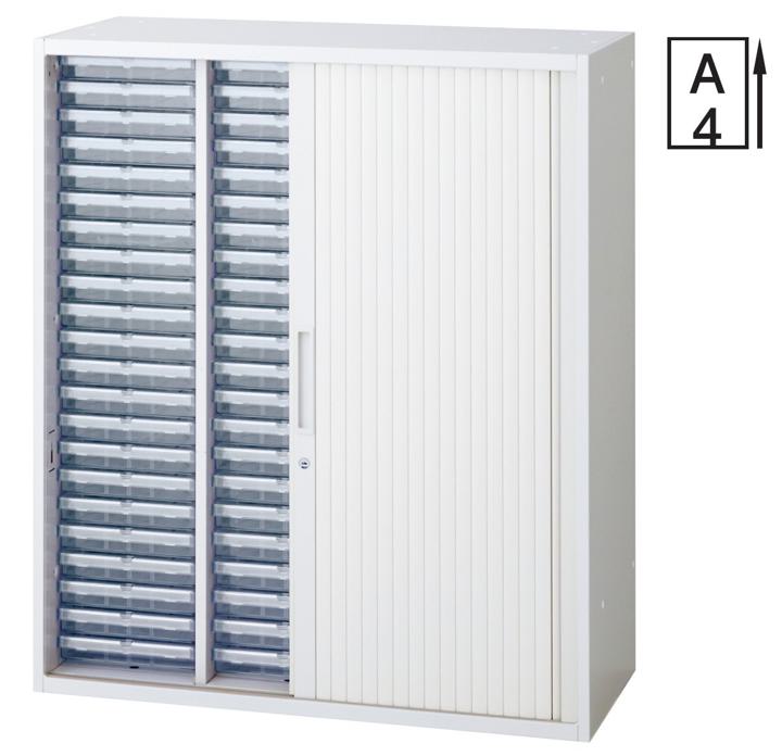 プラス シャッター付クリアケース A4浅型3列 L6-105SK-ATN 【下置】【幅900×奥行450×高さ1050mm】【カラー：ホワイト】