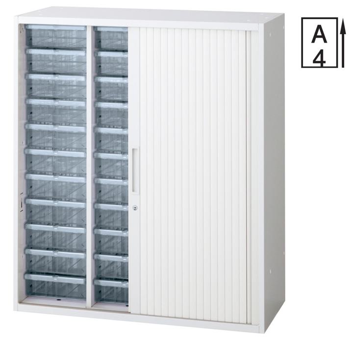 プラス シャッター付クリアケース A4深型3列 L6-105SK-FTN 【下置】【幅900×奥行450×高さ1050mm】【カラー：ホワイト】