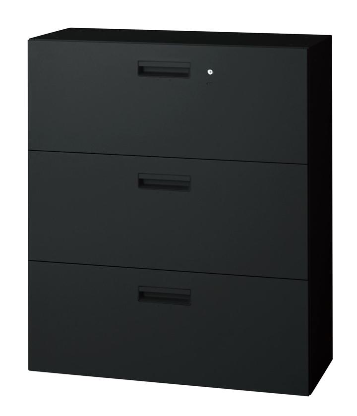 樂天商城 - プラス ラテラルファイリングキャビネット L6-105H-3 【下置】【3段】【幅900×奥行450×高さ1050mm】【カラー：ブラック】