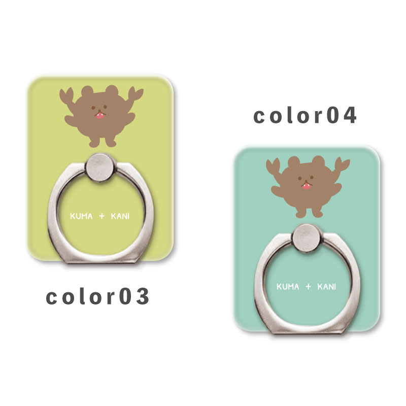 スマホリング ホールドリング リング スマホスタンド スタンド機能 横置き iPhone Android スマホケース 落下防止 韓国 かわいい おしゃれ おもしろい キメラシリーズ ゆるキャラ クマカニ くま カニ 蟹 かわいいcくすみカラー