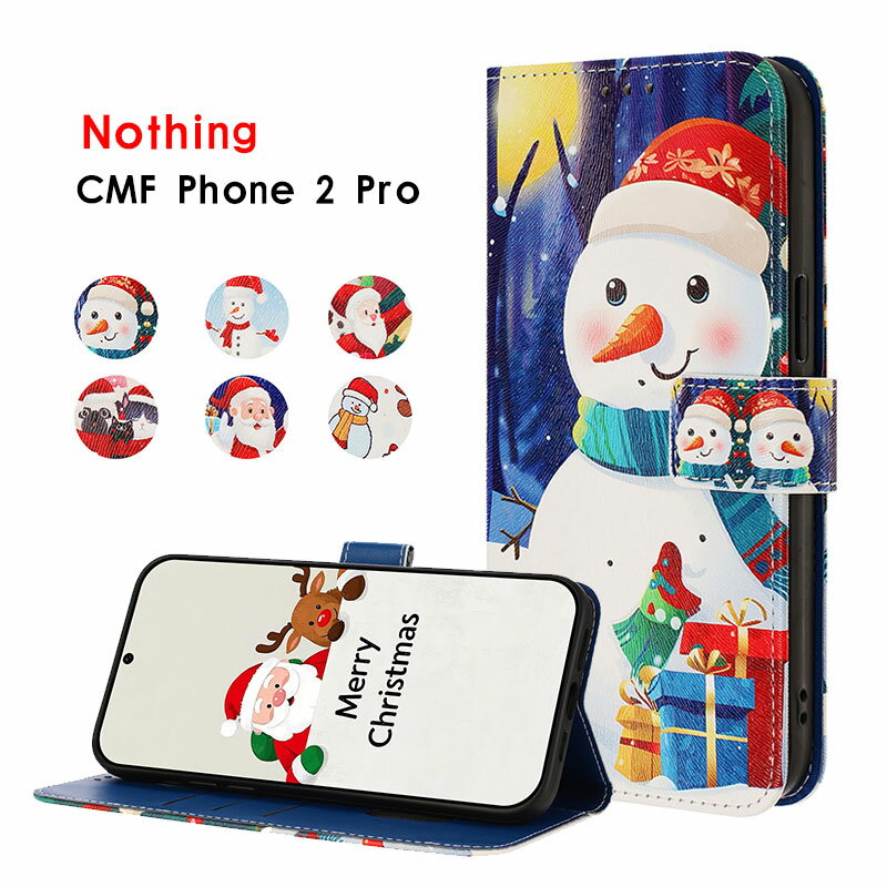 乐天商城 - スマホケース Nothing CMF Phone 2 Proケース 手帳型 nothing cmf phone 2 proケース クリスマス ナッシング CMF Phone 2 Pro カバー ストラップ付 カード入れ CMF Phone 2 Pro カバー レザーケース かわいい リスマス飾り レトロ 雪だるま ウィンター