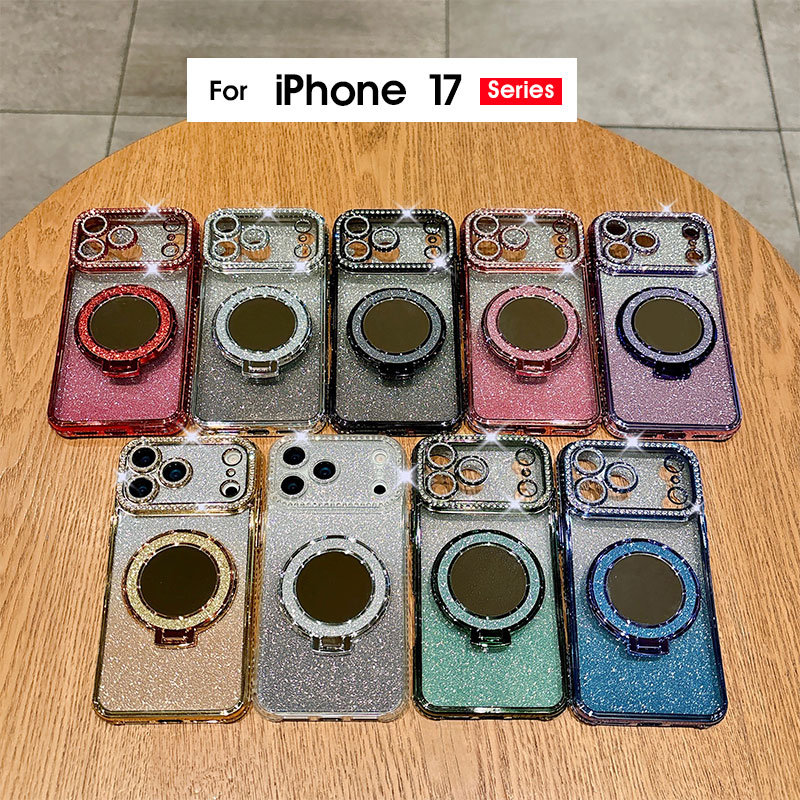乐天商城 - スマホケース iphone 17ケース リングスタンド iPhone 17 Proケース メッキ加工 iphone 17 airケース 化粧鏡 アイフォンエアケース 2WAY 背面透明 iPhone 17 Pro Max カバー iphone 17 pro max 耐衝撃カバー ミラー付 アイフォン 17 proケース グリッター キラキラ かわいい