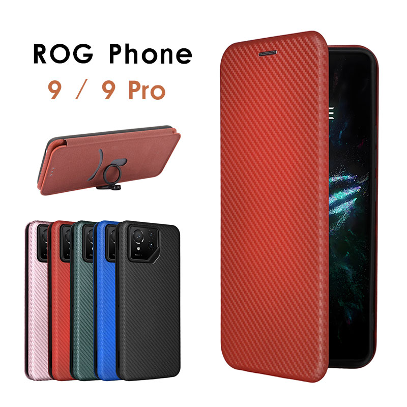 スマホケース ROG Phone 9ケース 手帳型 ROG Phone 9 Proケース カーボン調 ログフォン9 ケース リングストラップ ROG Phone 9 Pro Edition カバー レザーケース rog phone 9 proケース カード入れ ログフォン9 プロケース おしゃれ rog phone 9 カバー スタンド機能