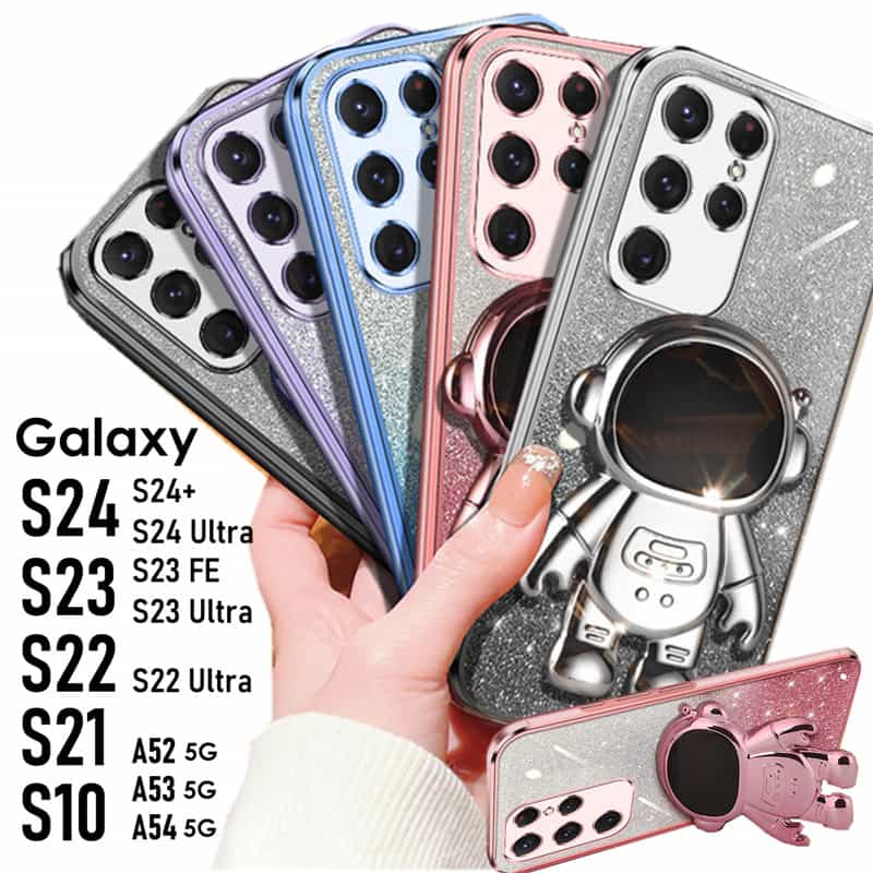 スマホケース Galaxy S24 Ultra S24+ S23 FE S23 Ultra S22 Ultra S22 S21 S10 ケース 宇宙飛行士 かわいい 可愛い スタンド機能Galaxy A54 5G ケースGalaxy A53 ケース Galaxy A52 ケース ラメ キラキラ おしゃれ 宇宙飛行士 スタンド 対衝撃 メッキ加工