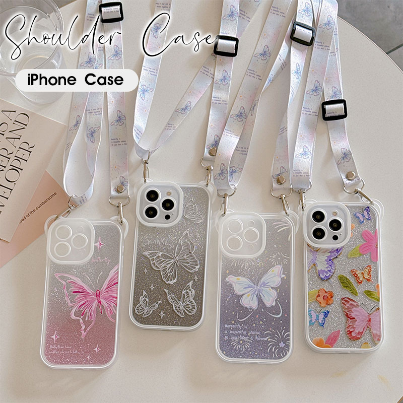 乐天商城 - ショルダーストラップ iPhone 15ケース iPhone 14ケース ショルダーケース iPhone 15pro Maxケース iPhone 15 Proケース スマホケース くま耳 2WAY仕様 iPhone 14 pro ケース 背面透明 iphone 14 Pro Maxカバー かわいい 蝶柄 アイフォン15 プロマックスケース