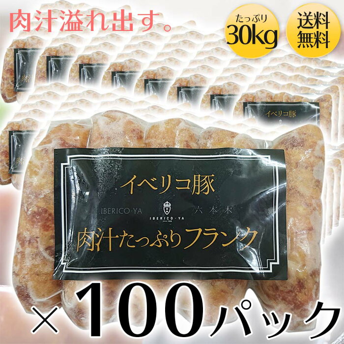 【送料無料】イベリコ豚！肉汁たっぷりフランク5本×100P(500本、30kg)溢れる肉汁はオリーブオイルと同じ不飽和脂肪酸！BBQ フランク ギフト 焼き肉 お取り寄せ 小分け 個包装　バーベキュー 敬老の日 子供 贈り物 贈答用 レアルベジョータ