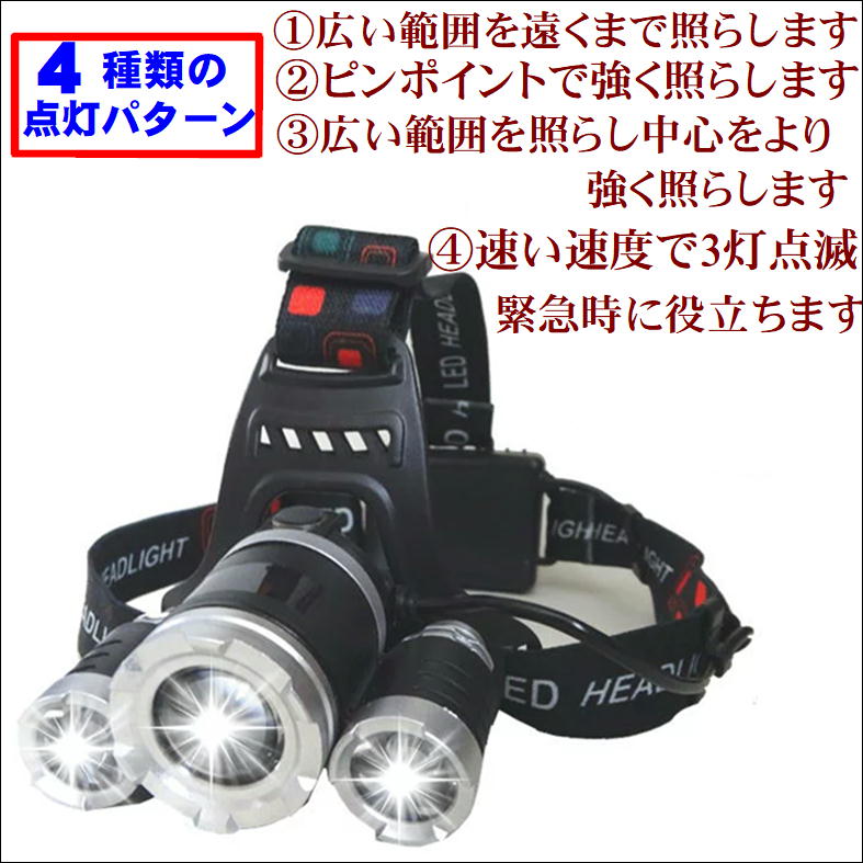 ヘッドライト LED 防災ライト 防災対策 頭 LEDヘッドライト 3灯緊急時ライト 点滅モード ヘッドライト アウトドア※送料無料通販格安セール情報 楽天 通販