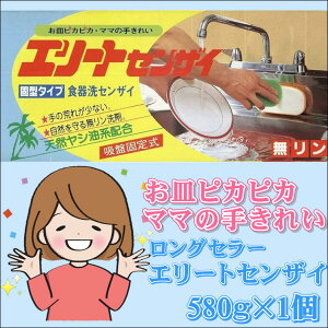 食器洗剤 食器用洗剤 食器 洗剤 固形 食器洗い 洗い物 キッチン 食器用【エリート センザイ 580gx1個】おしゃれ 吸盤 固定 業務用 家庭用 油汚れ 強力 洗浄 天然ヤシ油 配合 無リン エコ 環境 経済的 手に優しい 敏感肌 手荒れ 対策 便利 グッズ ベストセラー 日本製