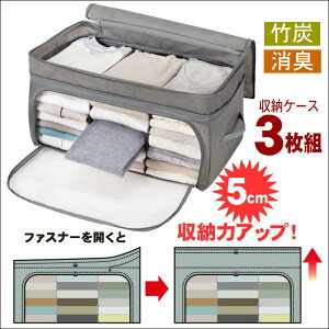 衣類収納 収納ケース におい ホコリ 埃 対策 実用的 便利 グッズ【竹炭 収納 ケース 増量(904) 3枚組】タオル 洋服 夏 冬 服 ダウン 衣替え 大容量 伸びる 衣装 ボックス 通気性 消臭 収納袋 コンパクト 折りたたみ 保管 クローゼット 押し入れ 隙間 仕切り シーズン オフ