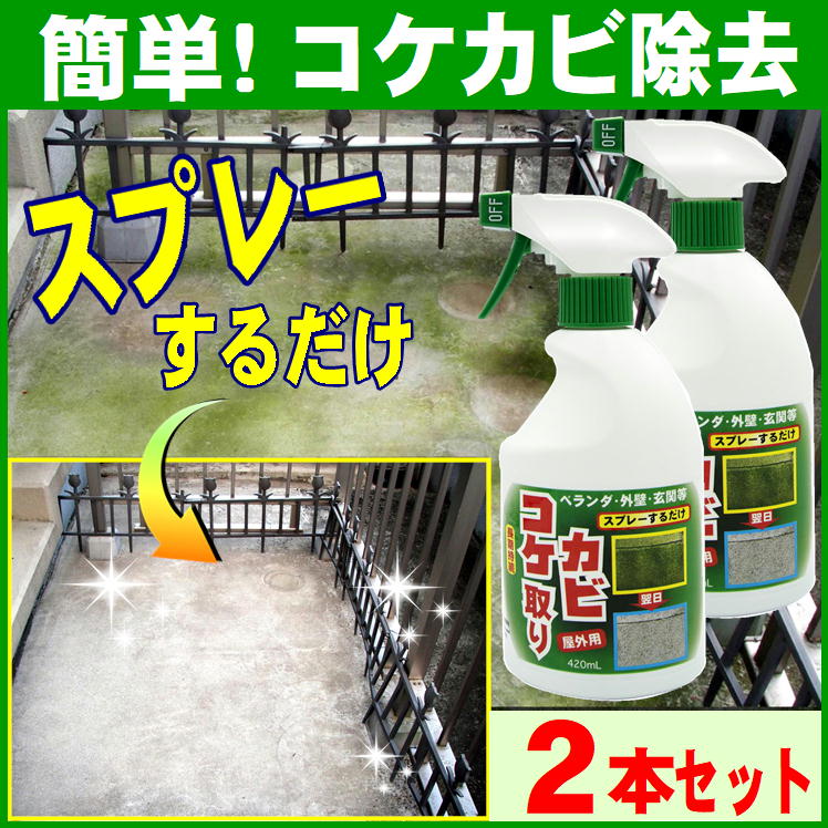コケ取りカビ取りコケカビ取り【420mlx2本組】コケカビ掃除除去防止スプレーこけかび苔コケ取りカビ取り外壁墓石ベランダ門柱玄関ブロック塀コンクリート黒ずみそうじ防錆剤掃除用品トーヤク屋外用こけ掃除カビ掃除日本製送料無料