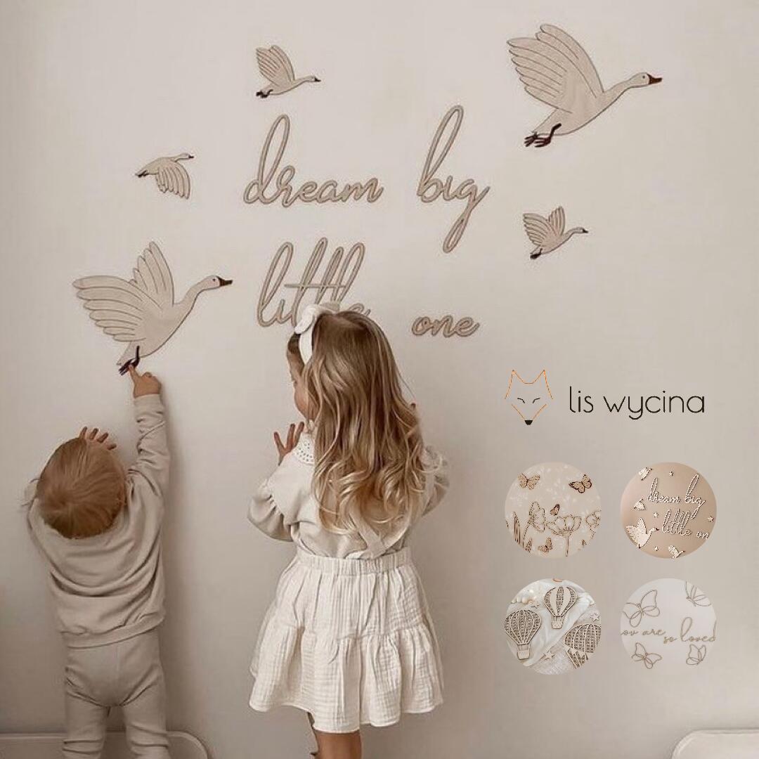 liswycina 子供部屋 海外 インテリア インテリア雑貨 装飾 リビング 飾り 装飾 北欧 北欧雑貨 ガチョウ 蝶々 木製 ステッカー 女の子 男の子 壁 デコレーション ベビールーム プレゼント おしゃれ 可愛い 壁飾り ポーランド オブジェ
