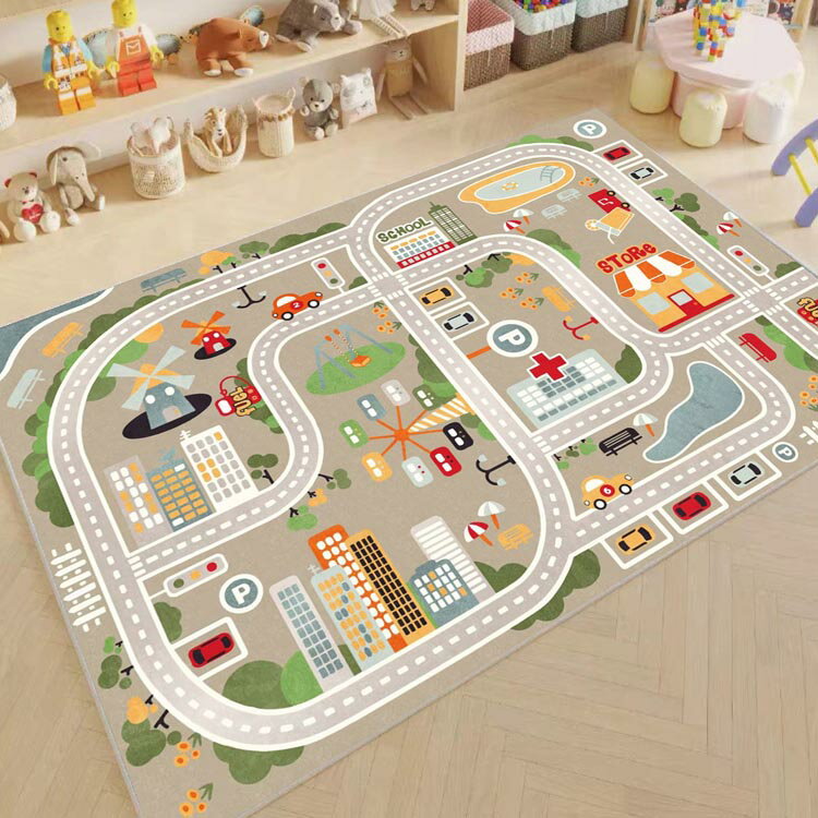 【クーポンで1,782円】子供ゲームパッド 遊びマット 道路交通 カーペット プレイマット 線路 道路 電車 おもちゃ ベビーや子供の部屋 ベット キッズラグ 洗える 吸水 防音防臭 防汚 遊び ラグ 地図マップ 滑り止め ゲーム 知育玩具 保育園 幼稚園 床暖房対応 寝室 プレゼント
