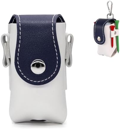 ゴルフボールケース 軽量 PUレザー マグネット開閉 カラビナ付き 小物収納ポーチ ゴルフ用品 グリーンフォーク収納 ブルー