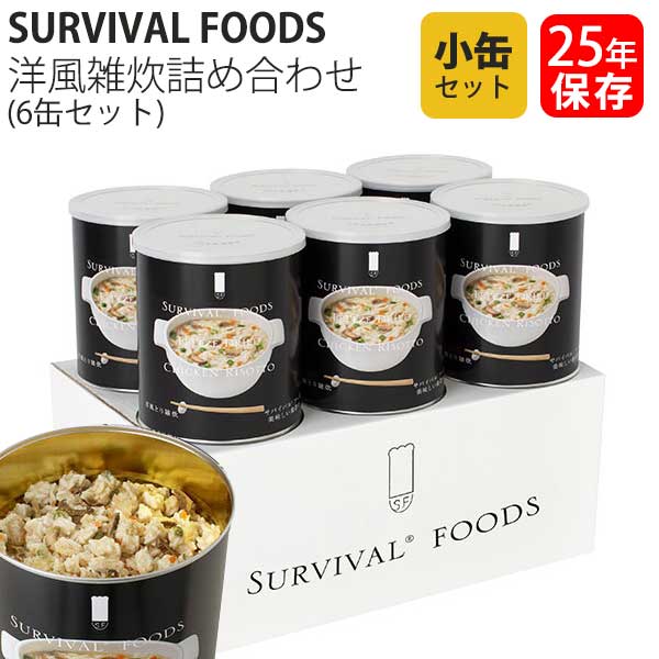 サバイバルフーズ 保存食 25年保存 洋風とり雑炊 小缶 6缶セット 送料無料