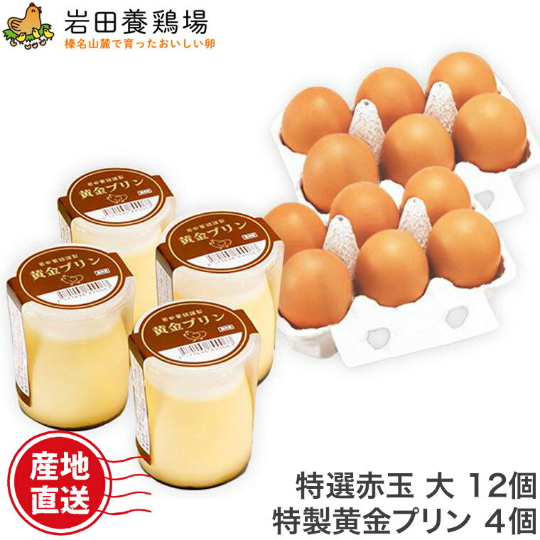(クール便) 黄金プリン 4個入り 赤玉大 12個入り(6個×2パック) 岩田養鶏場 岩田のおいしい卵 産直 卵 鶏卵 生卵 高級卵 新鮮 健康 榛東村 榛名 国産 もみじ 臭くない 卵かけご飯 TKG スイーツ デザート 自宅用 贈答用 お土産 手土産 ギフト
