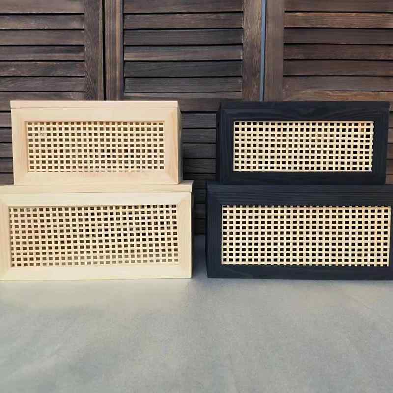 収納バスケット 蓋付き 卓上 小物入れ A:ダーク蓋なし B:ダーク蓋あり C:ブラック蓋なし D:ブラック蓋あり E:原色蓋あり F:原色蓋なし G:レトロ焼き色 30x20x14cm 35x25x16cm 大小2点セット