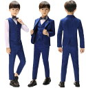 【送料無料】子供スーツ 子供服 スーツセット 男の子スーツ キッズスーツ ジュニア ネイビー 上下セット セットアップ 5点セット おしゃれ 紳士風 プレゼント...