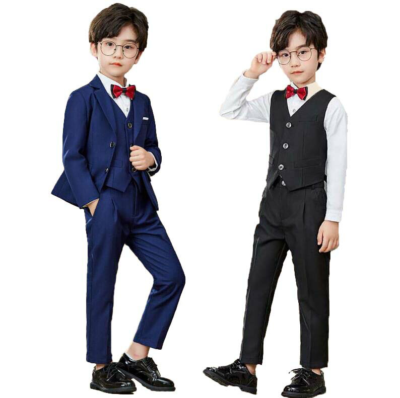 【送料無料】子供服 子供スーツ スーツセット 男の子スーツ ベビースーツ 4点セット セットアップ キッズスーツ 紳士服 ブラック ネイビー ベビー服 ジャケット フォーマルスーツ こども カジュアル 可愛い 七五三 宮参り 母の日 90 100 110 120 130 140 150 160 170