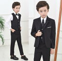 【送料無料】キッズスーツ 男の子スーツ 子供スーツ 子供服 上下セット スーツセット セットアップ ベビースーツ 男の子用 5点セット ジャケット+ズボン+ベス...