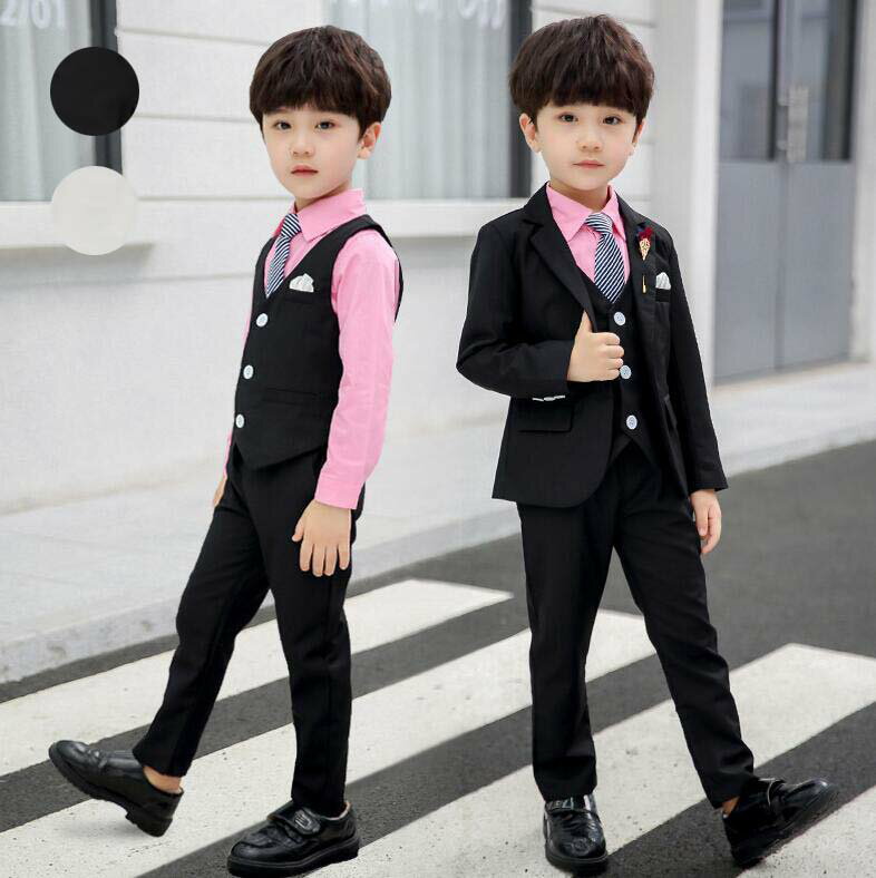 【送料無料】 子供スーツ 男の子スーツ 子供服 キッズ服 スーツセット ジュニア セットアップ 上下セット キッズスーツ 6点セット ジャケット+ベスト+シャツ+ズボン+ネクタイ＋ブローチ 紳士風 入学式 卒業式 七五三 初節句 お宮参り 90 100 110 120 130 140 150 160 170