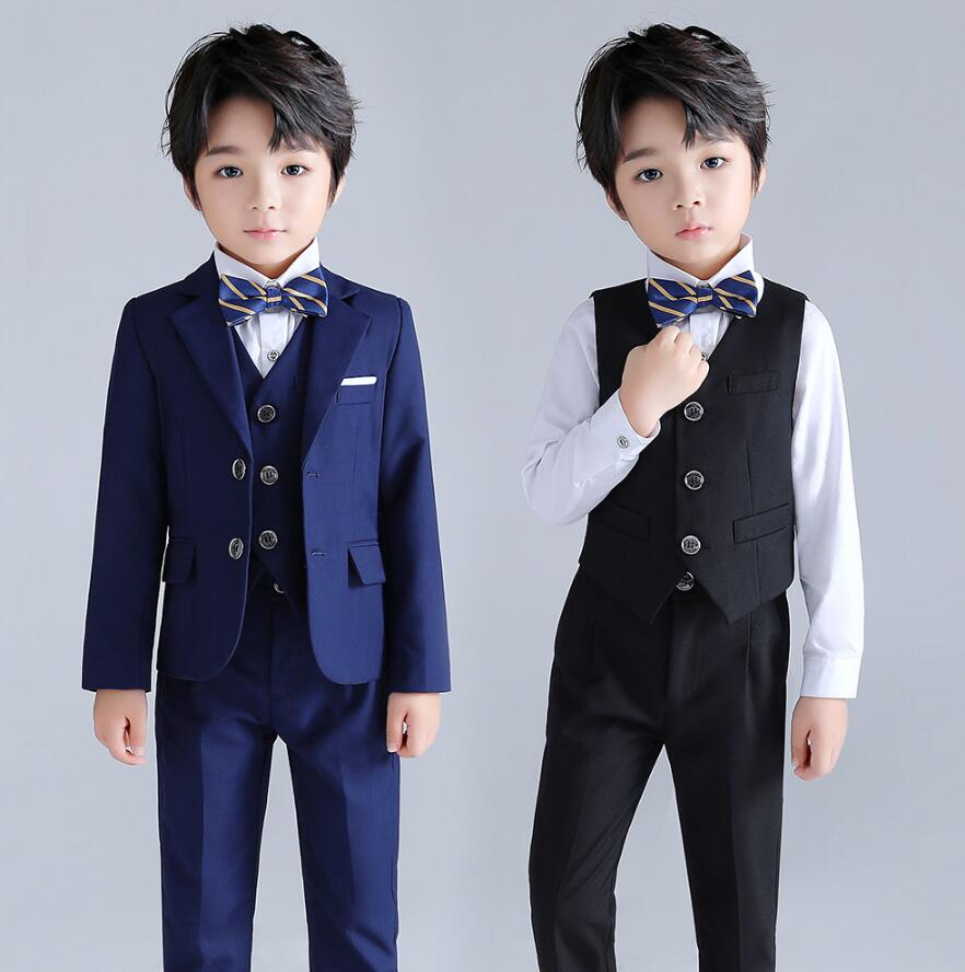 【送料無料】キッズスーツ セットアップ 子供スーツ フォーマル スーツセット 子供服 男の子服 入学式 キッズ服 卒業式 男の子スーツ 男児 赤ちゃん 七五三 上下セット 紳士服 ジャケット+ベスト+シャツ+ズボン+蝶ネクタイ 春 夏 秋 冬 90 100 110 120 130 140 150 160 170