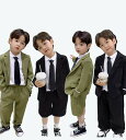 【送料無料】男の子服 2点セット 子供スーツ フォーマルスーツ 子供服 男の子スーツ キッズ服 キッズスーツ グリーン ブラック スーツセット ベビースーツ ジ...