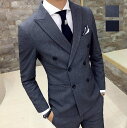 【送料無料】メンズスーツ 結婚式スーツ ビジネススーツ スリムスーツ フォーマルスーツ スタイリッシュスーツ ダブルスーツ カジュアルスーツ 2点セット ジャケ...