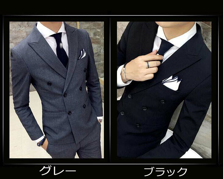 【送料無料】メンズスーツ 結婚式スーツ ビジネススーツ スリムスーツ フォーマルスーツ スタイリッシュスーツ ダブルスーツ カジュアルスーツ 2点セット ジャケット+パンツ 卒業式 入学式 出張 紳士服 司会 制服 新作 春夏 秋冬 プレゼント M/L/XL/2XL/3XL