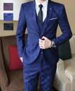 【送料無料】スタイリッシュスーツ 結婚式スーツ 3ピース カジュアルスーツ フォーマルスーツ ビジネススーツ メンズスーツ チエック柄 男性 上下セット 制服 ...