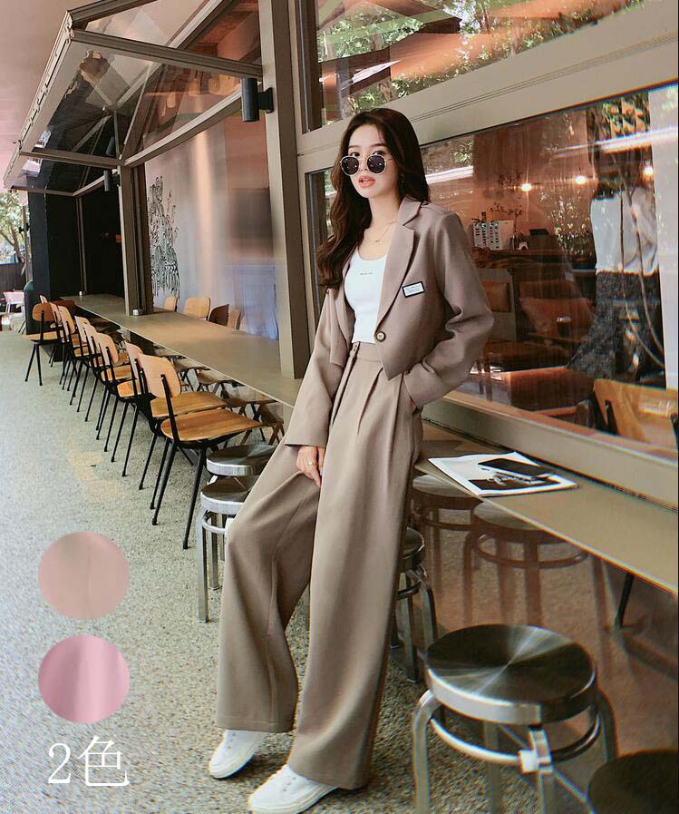 ショート丈コート 2ピーススーツ セレモニースーツ ワイドパンツ レディーススーツ エレガント 一つボダンスーツ 2点セット 結婚式 ママ 二次会 カジュアルス...