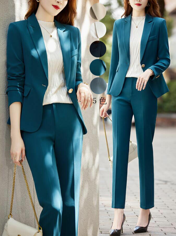 おしゃれ★洗える レディース エレガント 一つボダンスーツ 2点セット 送料無料 結婚式 二次会 卒業式 30代40代 フォーマル 着痩せ OL 通勤 成人式 ...