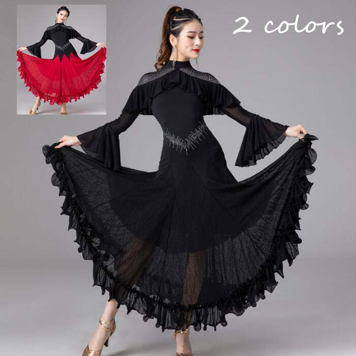 社交ダンスドレス スタンダードドレス モダン衣装 ダンスウェア 高品質 ステージ衣装 競技用のドレス 社交ダンス衣装 練習着 モダンドレス パーティー フラメン...