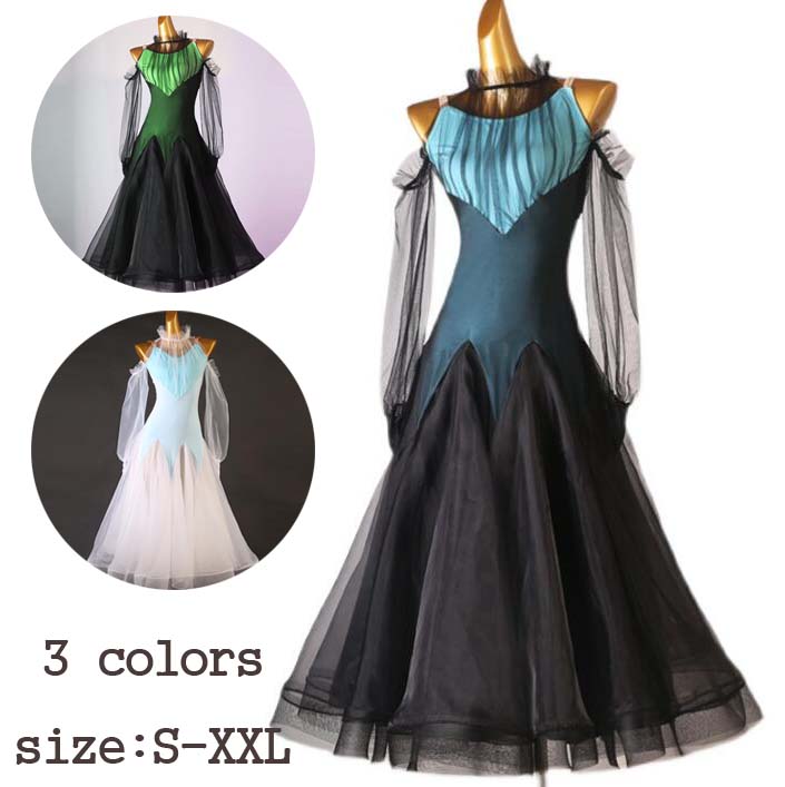 レディース 社交ダンス ダンドレス 競技用のドレス フラメンコ 高品質 社交ダンスドレス ワルツ スタンダードドレス 社交ダンス衣装 モダン衣装 ダンスウェア 着痩せ スレンダーモ練習着 ワンピース 大きい裾 ゴージャス ステージ衣装 パーティー ヴィーナス S-XXL