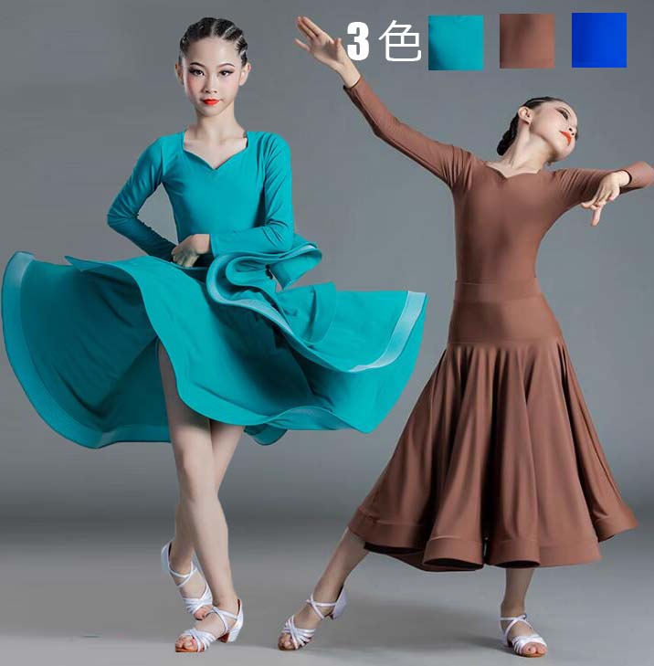 フラメンコ 社交ダンス衣装 キッズダンス 女の子 可愛い 社交ダンス ドレス ダンドレス 子供 モダンドレス ジュニア 2点セット ダンスウェア レオタード スタンダードドレス 競技用のドレス 女児 デモ用 着痩せ ステージ衣装 舞台 発表会 120 130 140 150 160 170 180