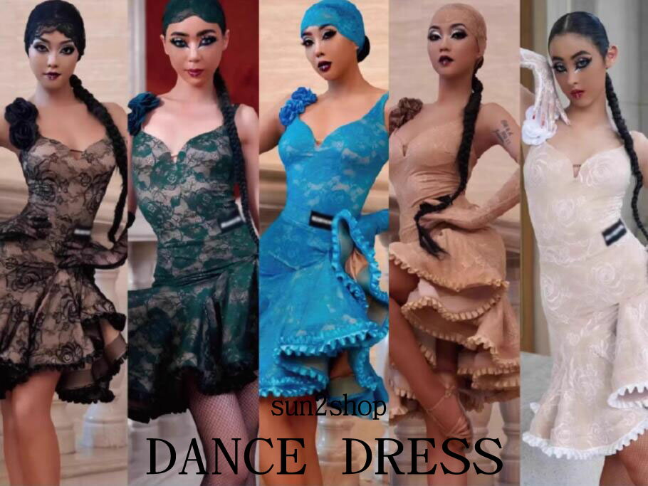 【送料無料】高級感 ラテン レディース 4点 ダンドレス ワンピース ラテンダンスドレス 練習着 タンゴ 社交ダンス衣装 ワルツ おしゃれ 高品質 社交ダンスドレス サンバ衣装 ラテンドレス ルンバ 競技用 チャチャ レッスン着 ステージ衣装 演出服 XS-XL