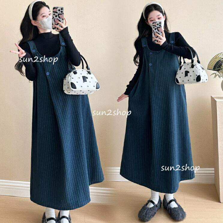 【送料無料】マタニティワンピース マタニティ 2点セットマタニティウェア 妊娠服 リブニット 長袖 マタニティワンピ スリット Iライン ワンピース 冬 ニットワンピ ハイネックあったか リブニット クルーネック セットアップ 春夏 秋冬 M-2XL