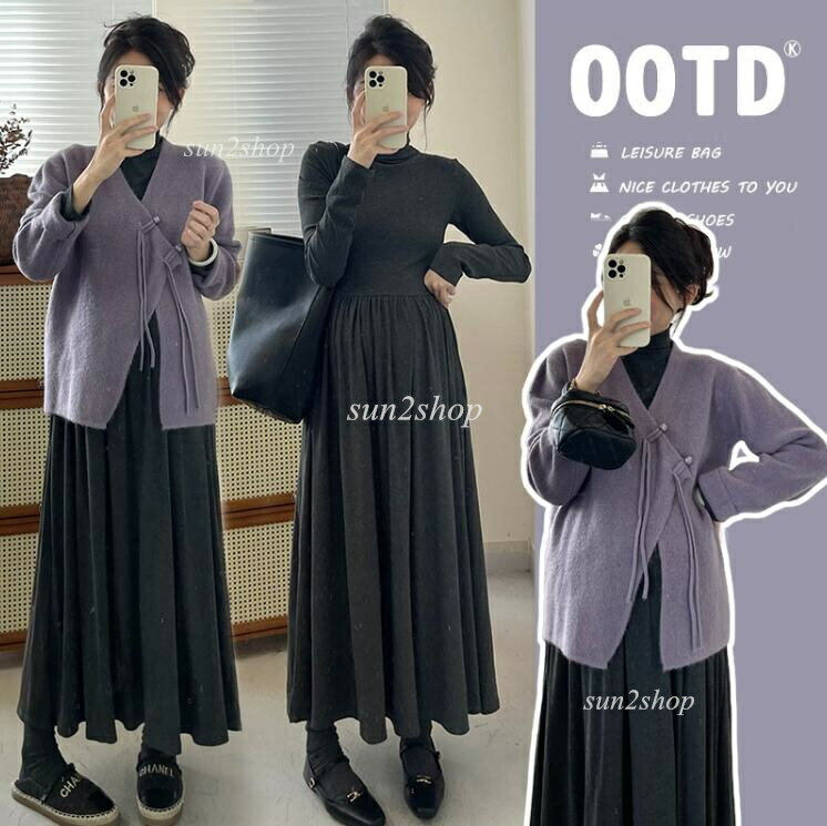 【送料無料】マタニティ マタニティウェア 妊娠服 セットアップ ワンピース ジャケット 2点セット 授乳服 マタニティワンピース 冬 部屋着 マタニティワンピ 産前 産後 マタニティ服 スリット ワンピース 冬 長袖 防寒 起毛 ゆったり あったか ローネック 春夏 秋冬 M-2XL