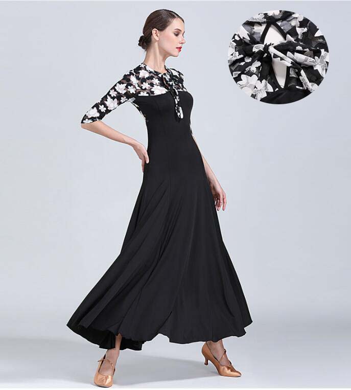 社交ダンス衣装 ステージ衣装 スレンダー 練習着 社交ダンス 五分袖 ダンスウェア ロング丈ワンピース ..