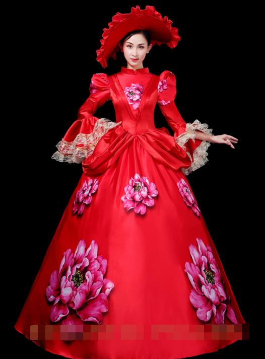 サン2ショップの華やか お姫様ドレス 宮廷 ロングドレス 舞踏会 ステージ 舞台 演出服 ジュリエット 文化祭 ハロウィン 演劇 オペラ声楽 撮影 ワンピース貴婦人 プリンセスライン学園祭 王族服 司会 演奏会 パーティードレス 礼服 ヨーロッパ風 中世貴族風 フレア袖 女王様ドレス 貴族ドレス｜アングル3