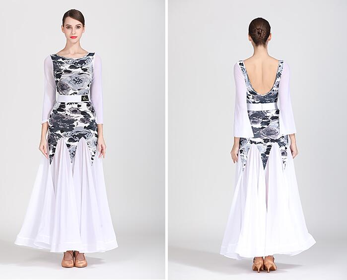 ロング丈ワンピース 社交ダンス ワルツ モダンドレス 社交ダンスドレス モダン衣装 大きい裾 レディース フラメンコ レッスン着 社交ダンス衣装 スレンダー 練習着 社交ダンス パーティー ステージ衣装 ダンスウェア 競技用のドレス スタンダードドレス 長袖 ゴージャス